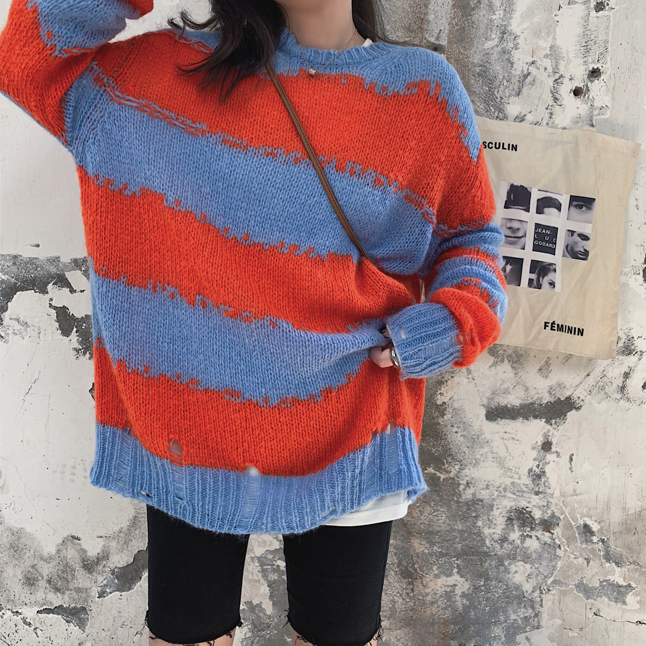 Rainbow Striped Loose Sweater
