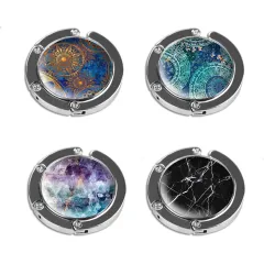 Four-piece bag hook - Marble Blue Flower - View 1
