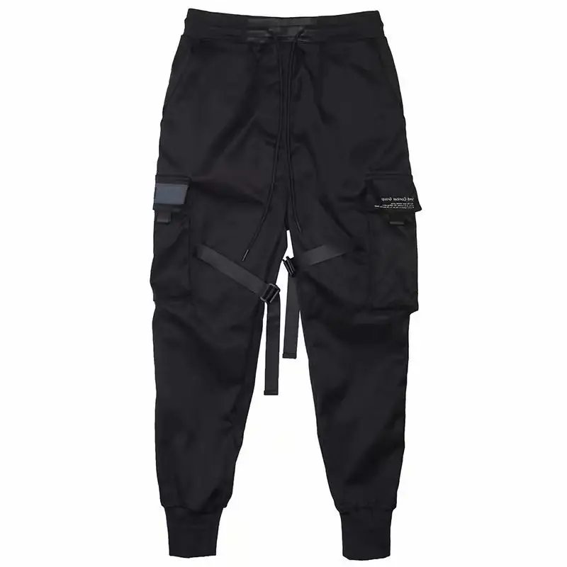 Ribbons Harem Joggers Men Cargo Pants Streetwear