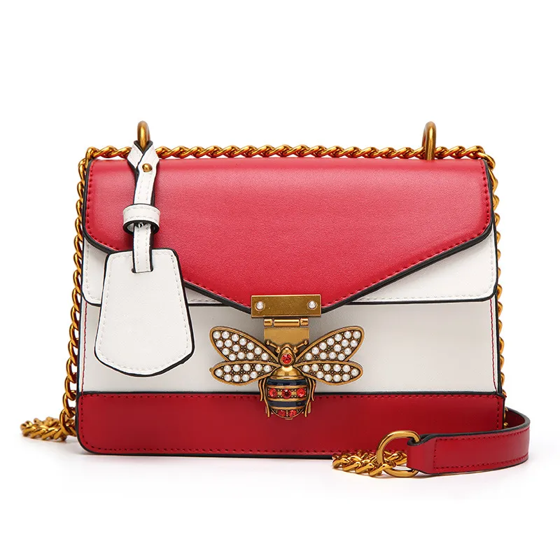 Bee leather shoulder bag - Red