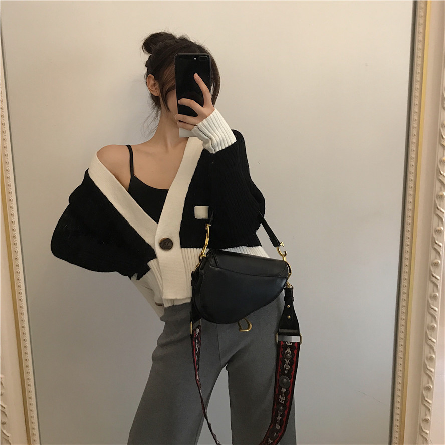 Small fragrance V-neck sweater knit cardigan