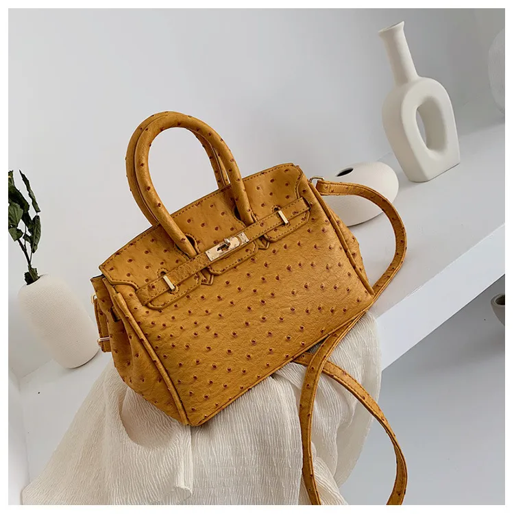 Ostrich pattern handbag - Yellow