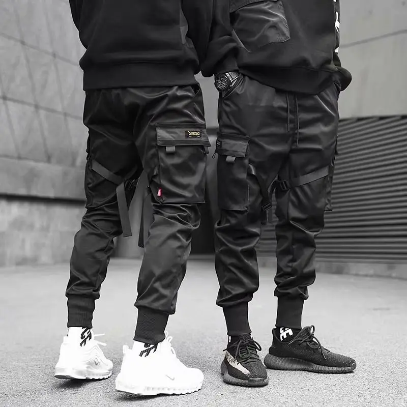 Ribbons Harem Joggers Men Cargo Pants Streetwear