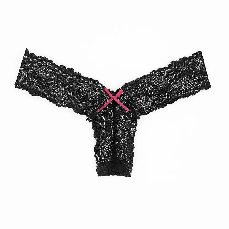 Lace transparent seamless underwear - Black