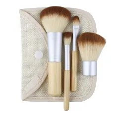 4 bamboo handle makeup brush - Wood Colour - View 1