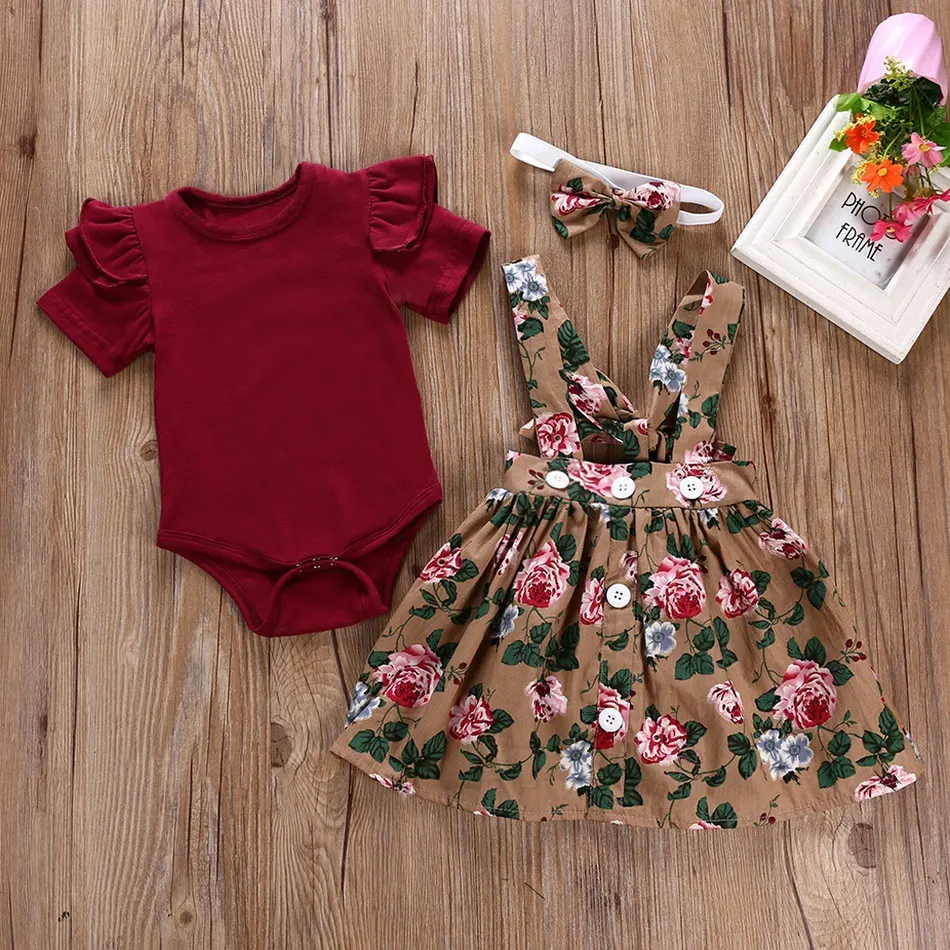 Printed Suspender Skirt Two-piece Suit
