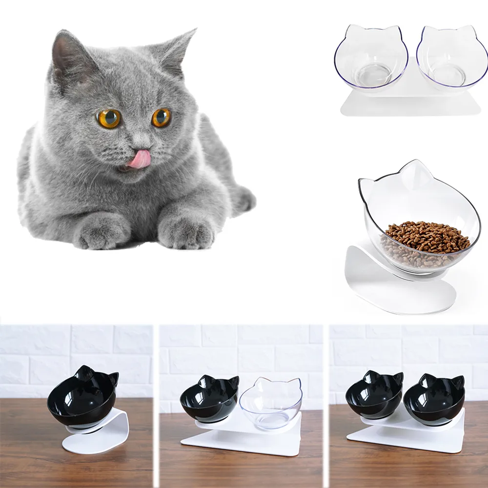 Cat Double Bowl Cat Food Protects Cervical Vertebra