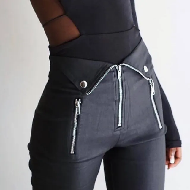 Dark zippered feet and nine pants Black - Shop at LoveMi