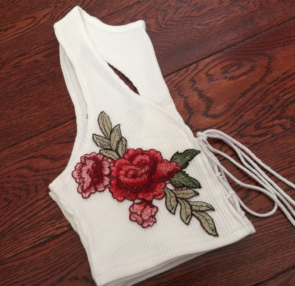 Title 3, V-neck strap embroidered vest