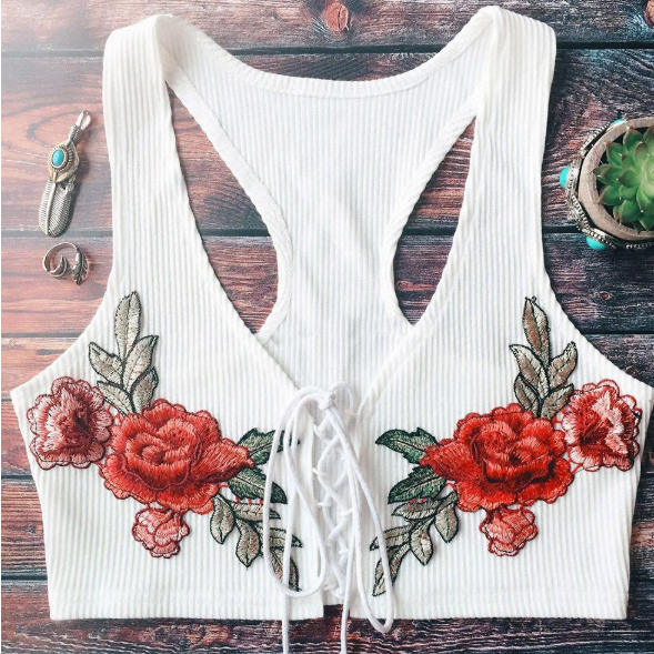 Title 4, V-neck strap embroidered vest