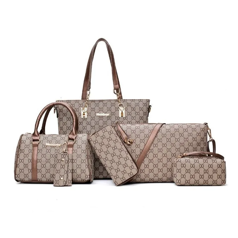 Six-piece versatile handbag - Coffee