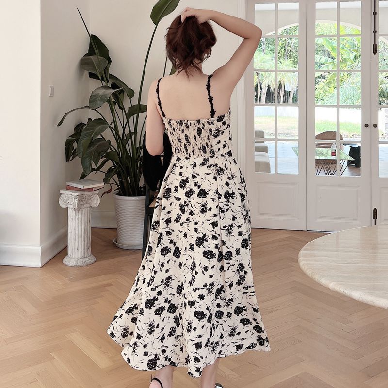 Oil Painting Printed Princess Strap Dress