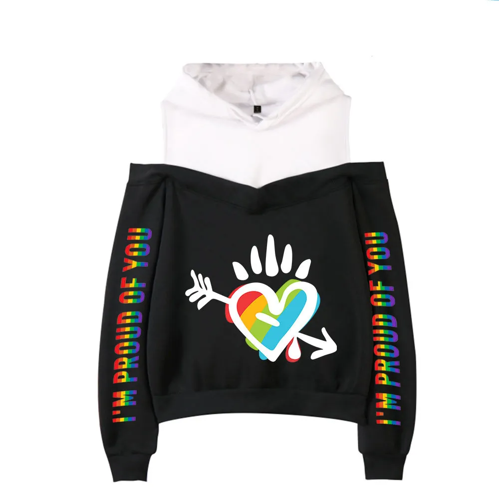 New Sexy Off-the-shoulder Hoodie For Women - 1Black