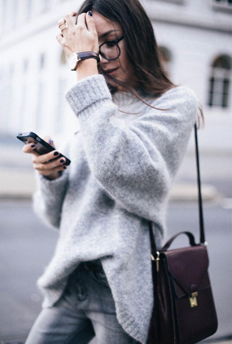 Round neck set of mohair knit bottoming shirt