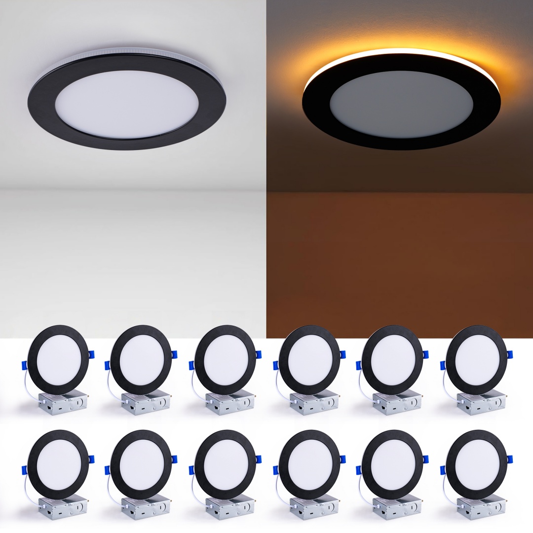 12 Pack 6 Inch LED Recessed Ceiling Light Black, Dimmable, 2700K-5000K 5CCT... 3