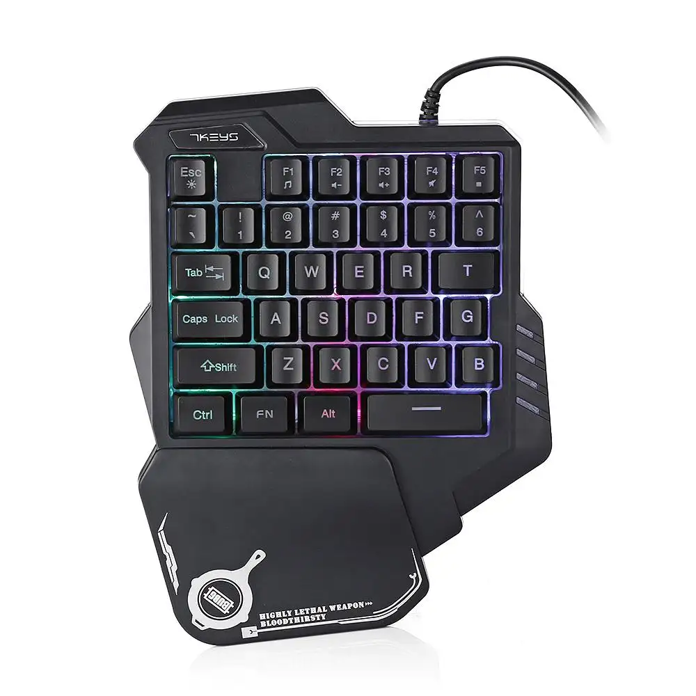 One-Handed Mechanical Gaming Keyboard RGB Backlit Portable