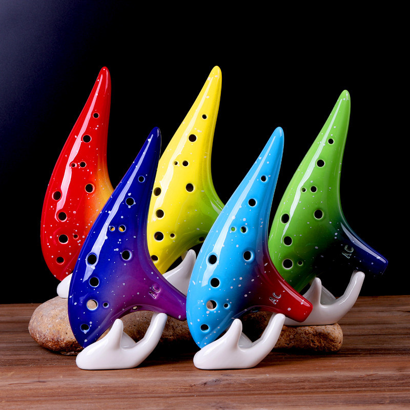 Colorful starry sky 12 hole pottery flute