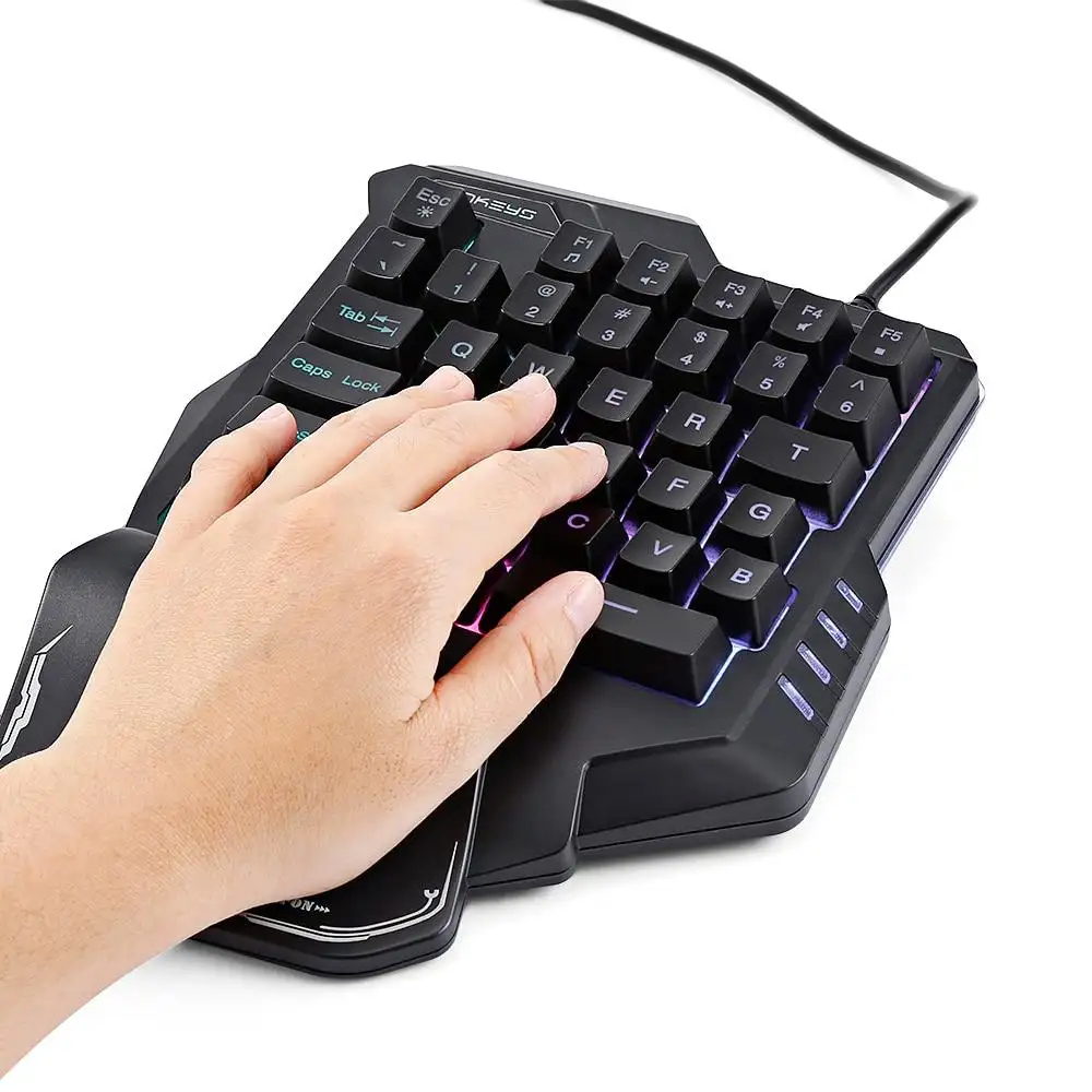 One-Handed Mechanical Gaming Keyboard RGB Backlit Portable