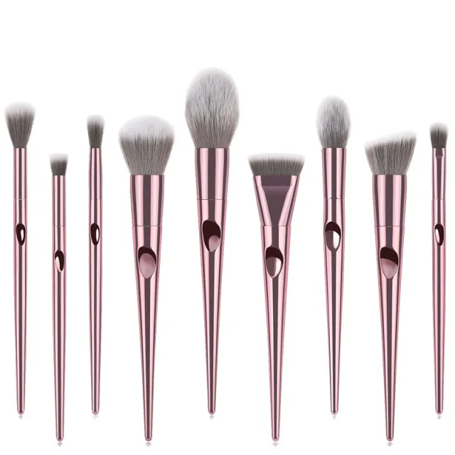 10 long rod thumbprint makeup brushes Pink - Shop at LoveMi