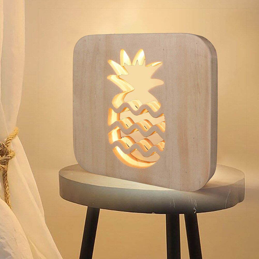 LED Wooden Pineapple Night Light, picture 3 of 4