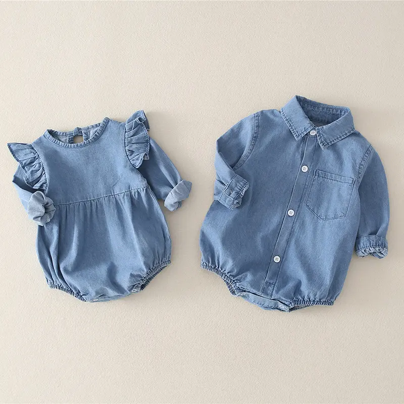 Girl Baby Jeans Wear a Triangular Climbing Suit