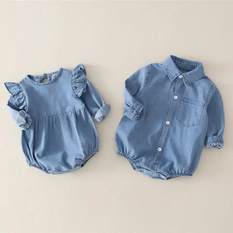 Girl Baby Jeans Wear a Triangular Climbing Suit