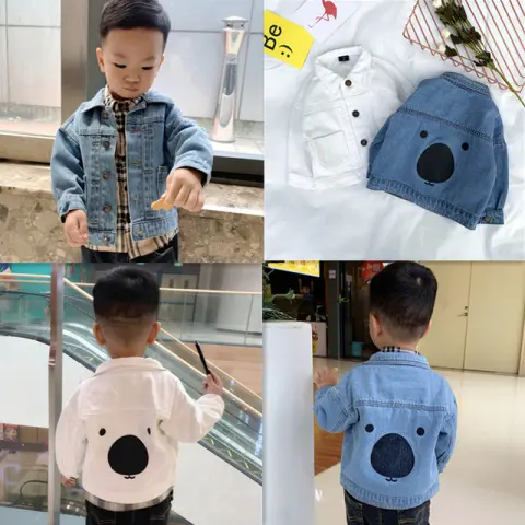 Cartoon Bear Boy Denim Jacket