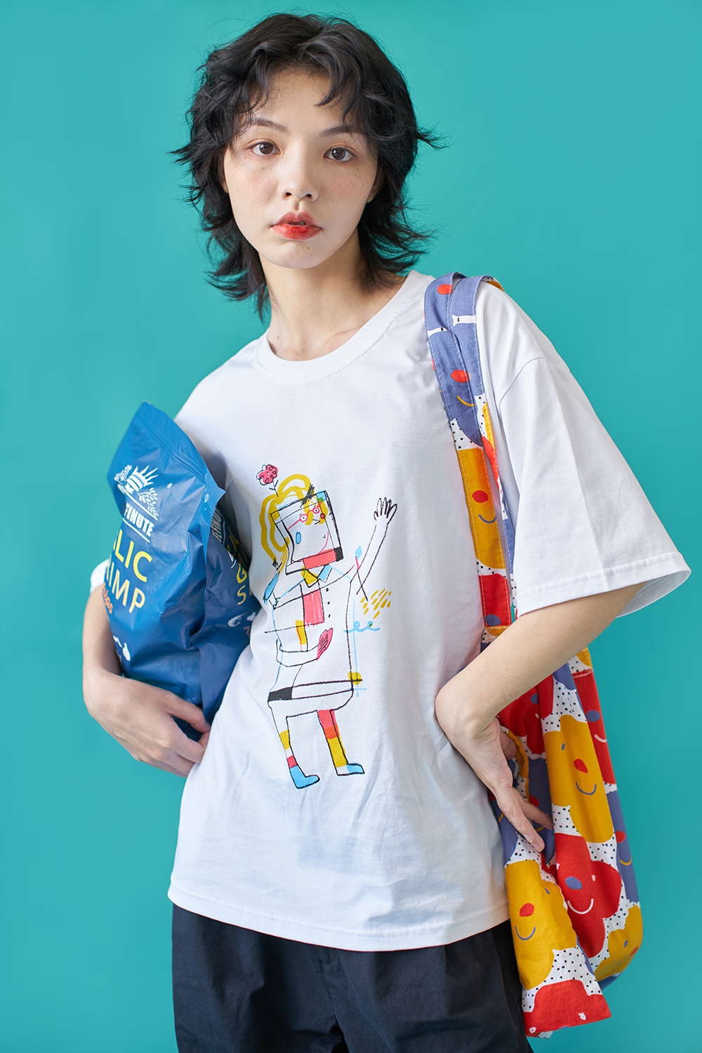 Face Full Printed Cotton Single Shoulder Bag