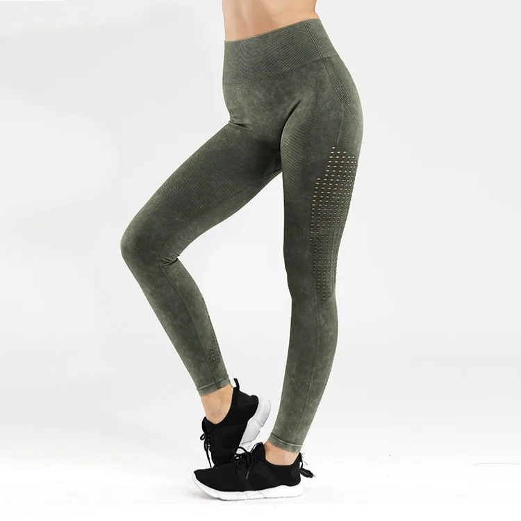 Denim style tight-fitting trousers - Green