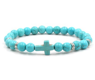 Natural stone white cross bracelet