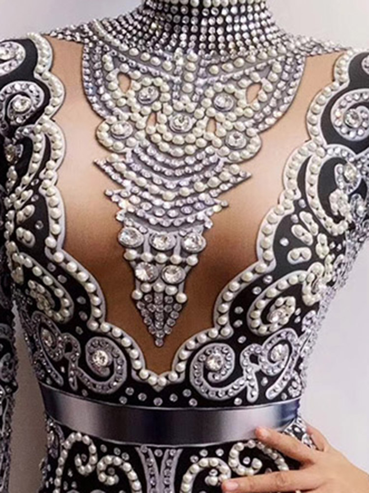 Women’s Slim Fit Bodysuit Rhinestone Performance Costume