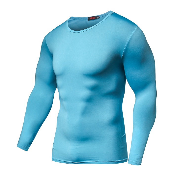 Men's Solid Color Round Neck Sports Long-sleeved Quick-drying Tights