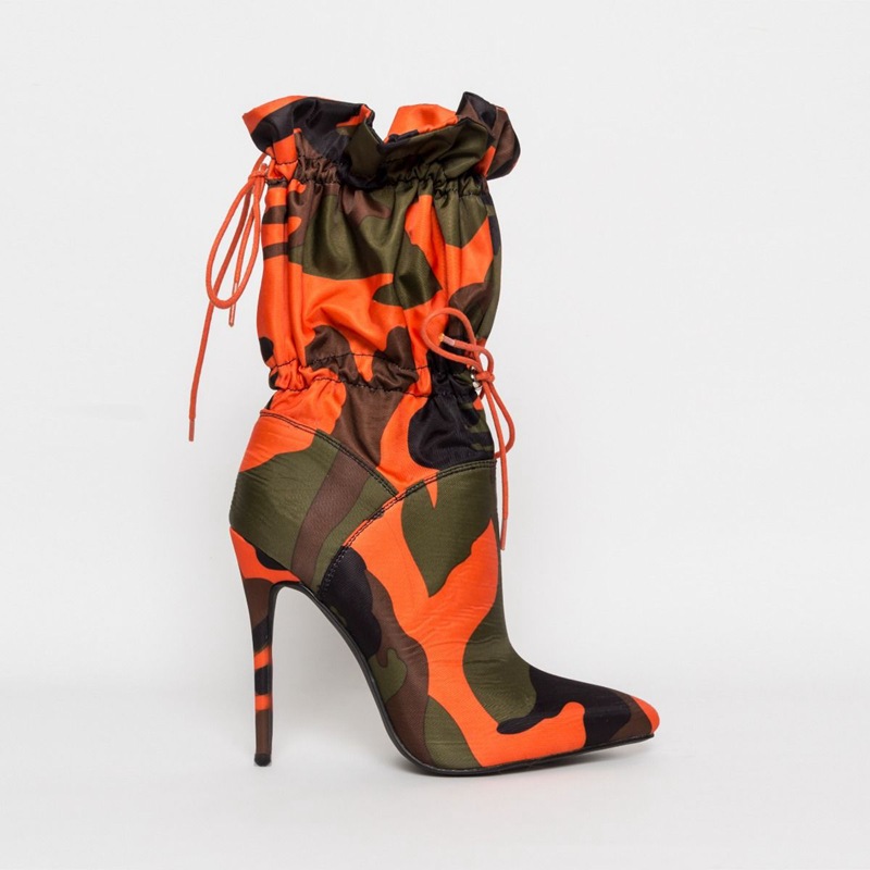 Middle tube high heel pointed boots Orange - Shop at LoveMi