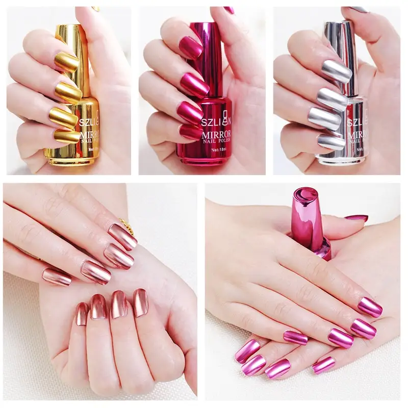 Mirror Silver Nail Polish Metal Color Stainless Steel