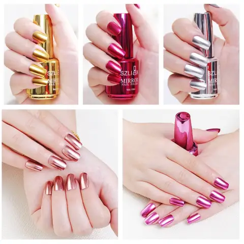 Mirror Silver Nail Polish Metal Color Stainless Steel