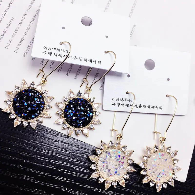 Broken diamond sun flower earrings