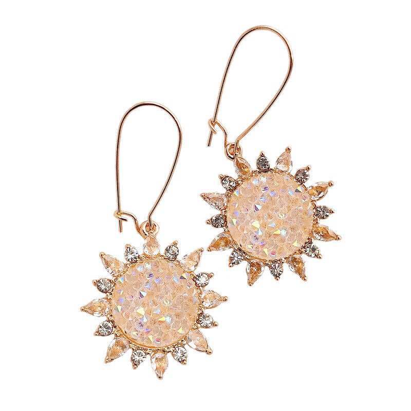 Broken diamond sun flower earrings