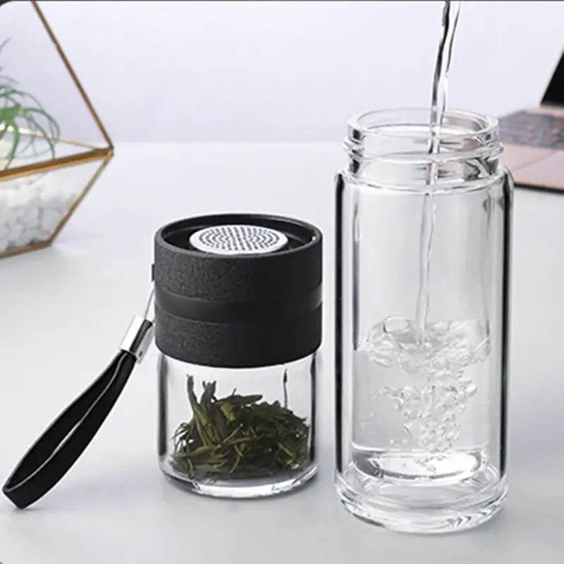 Double insulated transparent glass cup