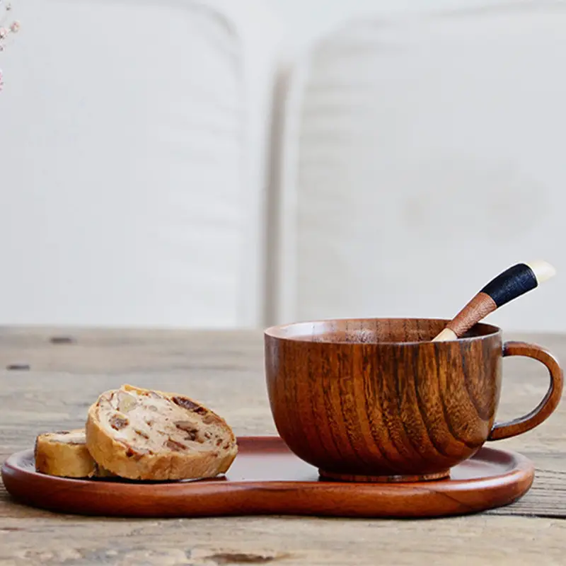 Handle coffee wooden cup whole wood cup