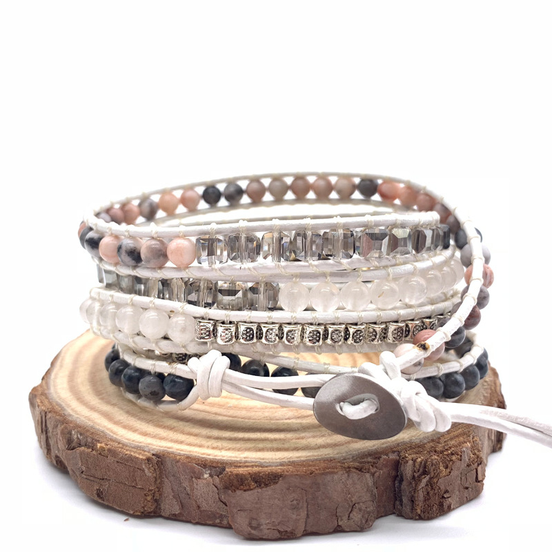 Turquoise hand-woven leather bracelet