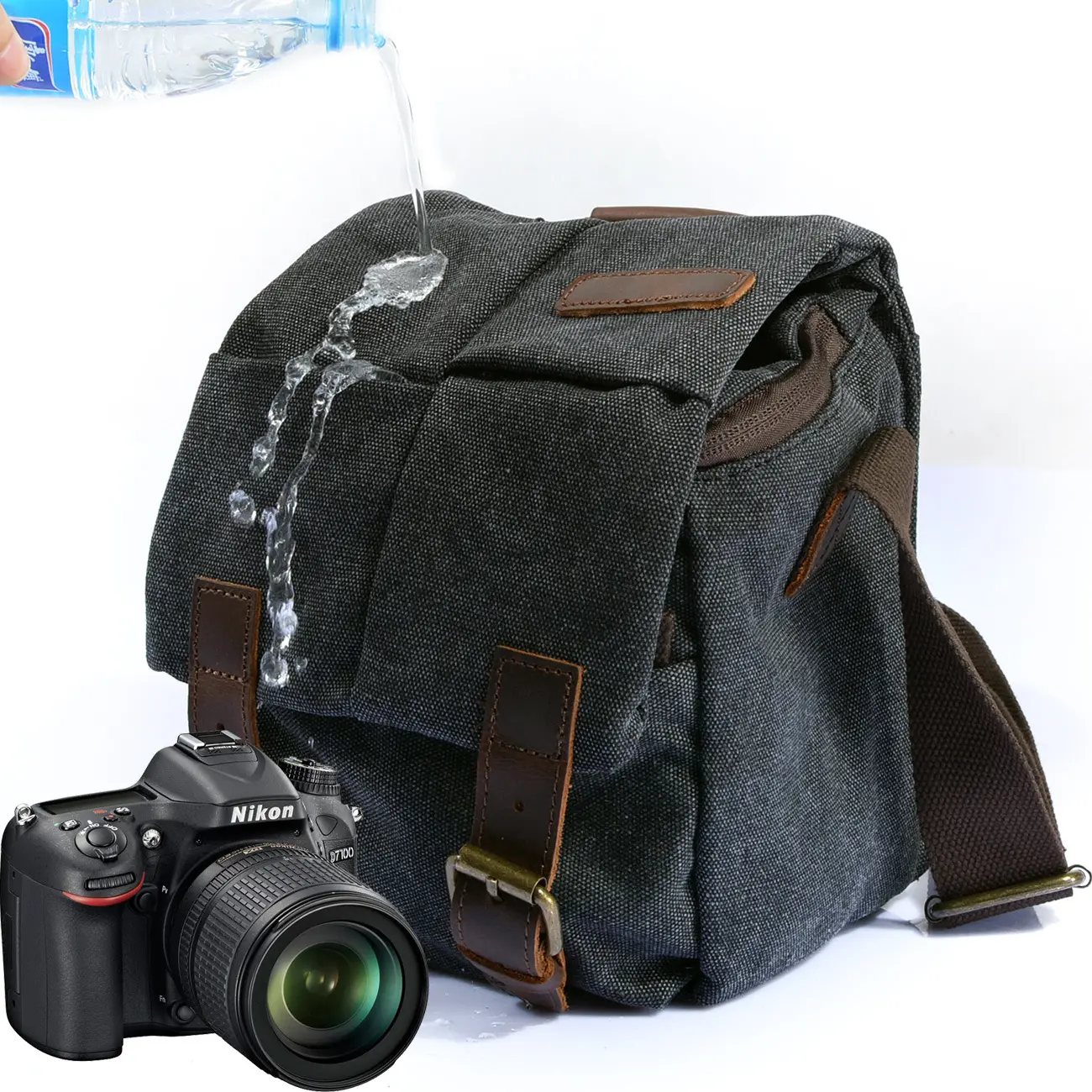One-shoulder retro camera bag waterproof