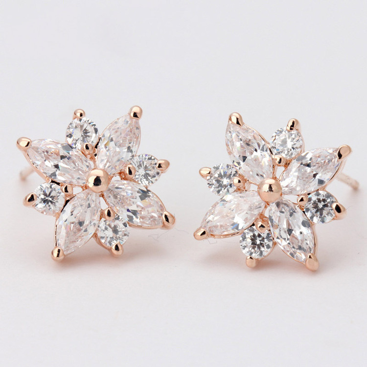 Zircon flower earrings