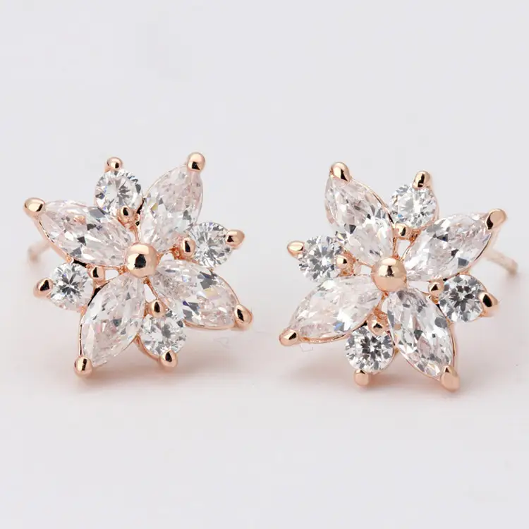 Zircon flower earrings