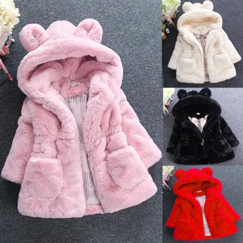 A Girl's Fur Coat for Autumn and Winter