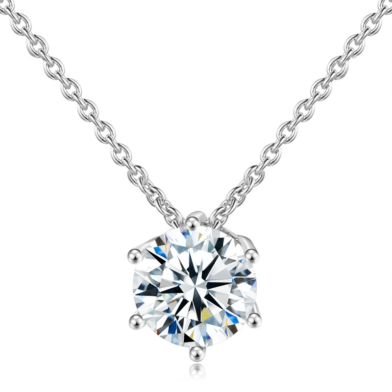 Fashion Pendant Necklace Six-Prong Set Zircon