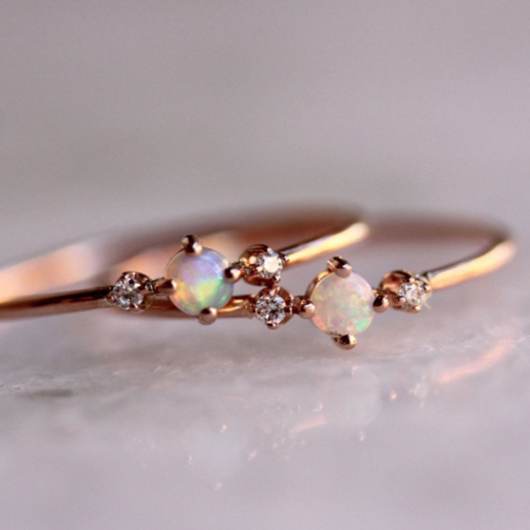 Opal rose gold ring