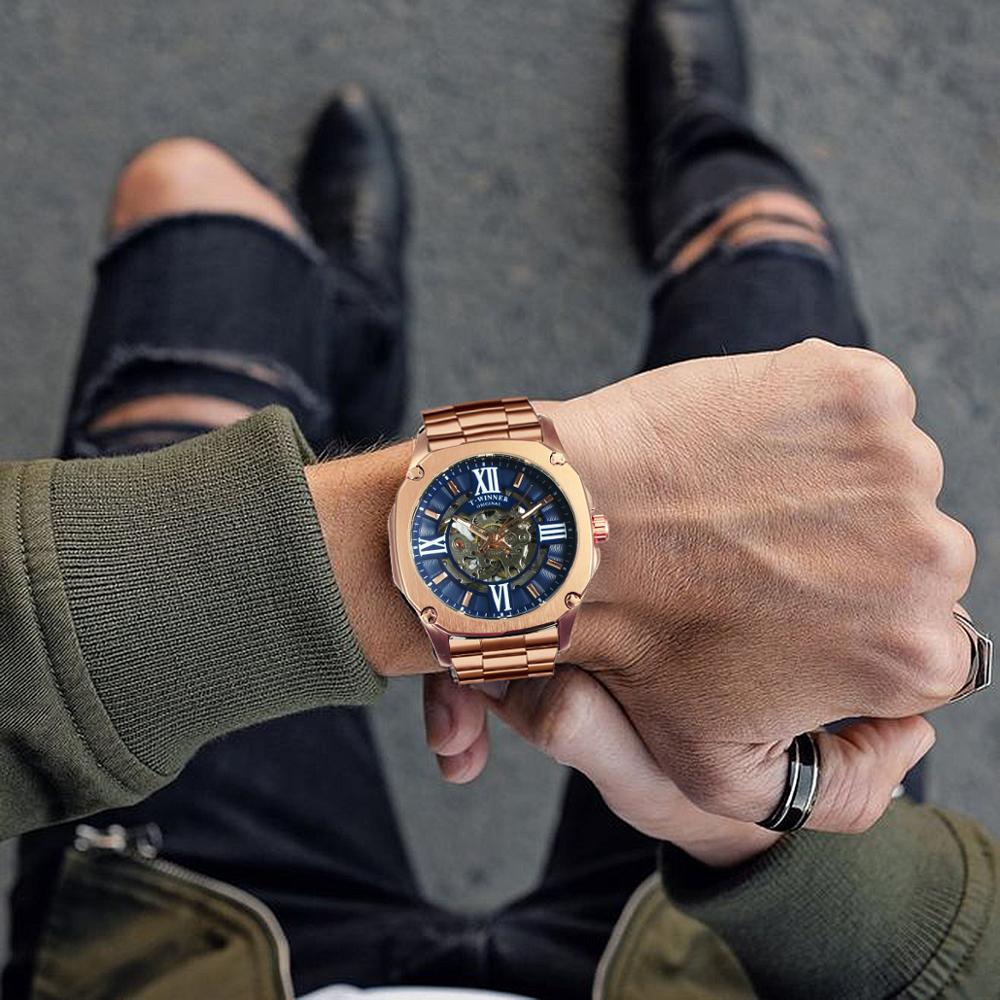 Fashion hollow men's mechanical watch