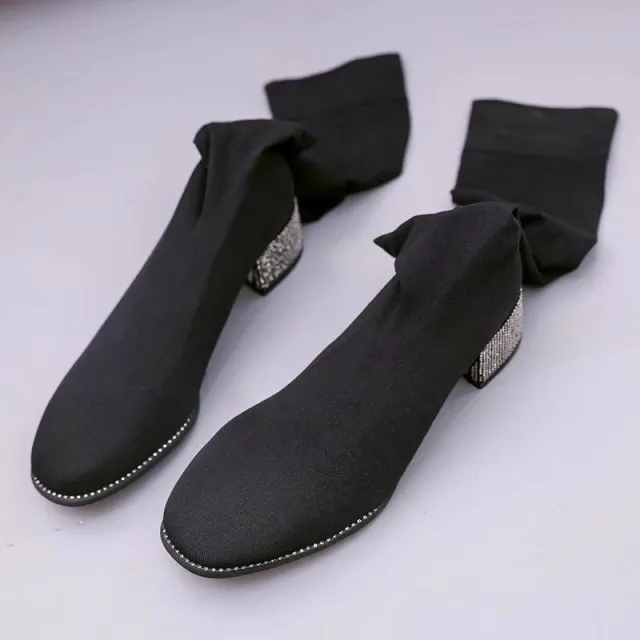 Thick mesh gauze long boots Black - Shop at LoveMi