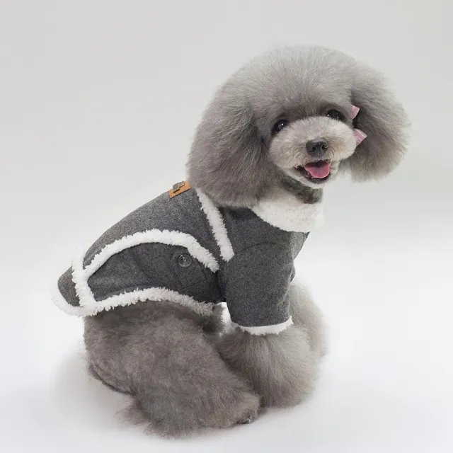 Dog Clothes Winter Pet Dog French Bulldog Jacket Thick Warm Dog Coat Dark Grey - Shop at LoveMi