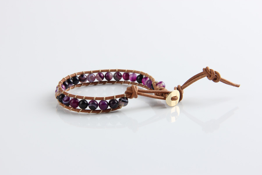 Purple striped agate bracelet